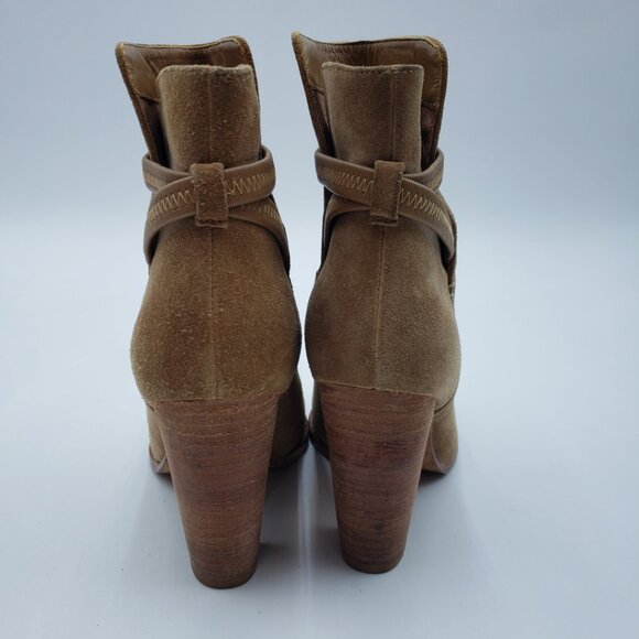 Joie Dune Rigby Bootie Boots 5 Womens Suede Crisscross Ankle Heels Brown - Picture 3 of 8